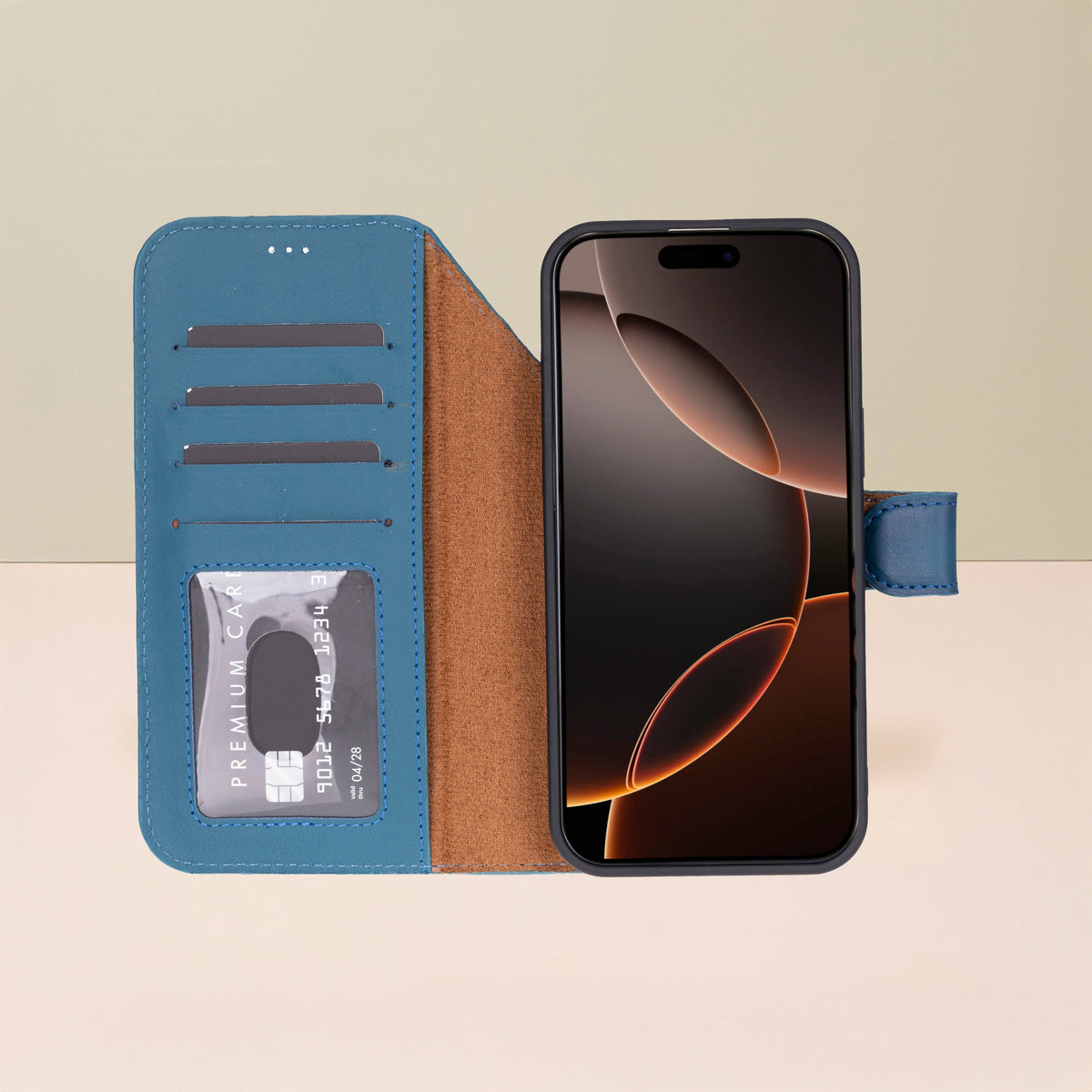 Leather iPhone 18 Pro Wallet Case – Blue - Austin