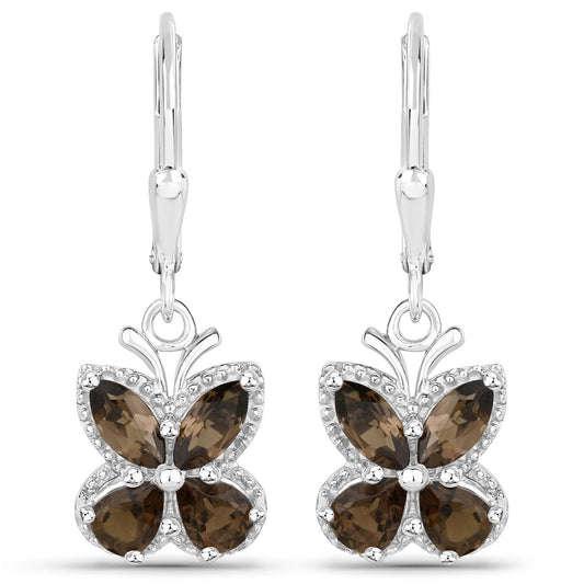 2.20 Carat Genuine Smoky Quartz .925 Sterling Silver Earrings