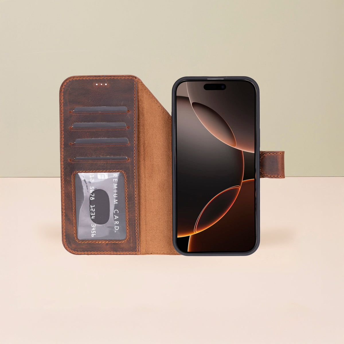Leather iPhone 18 Pro Max Wallet Case – Brown - Austin