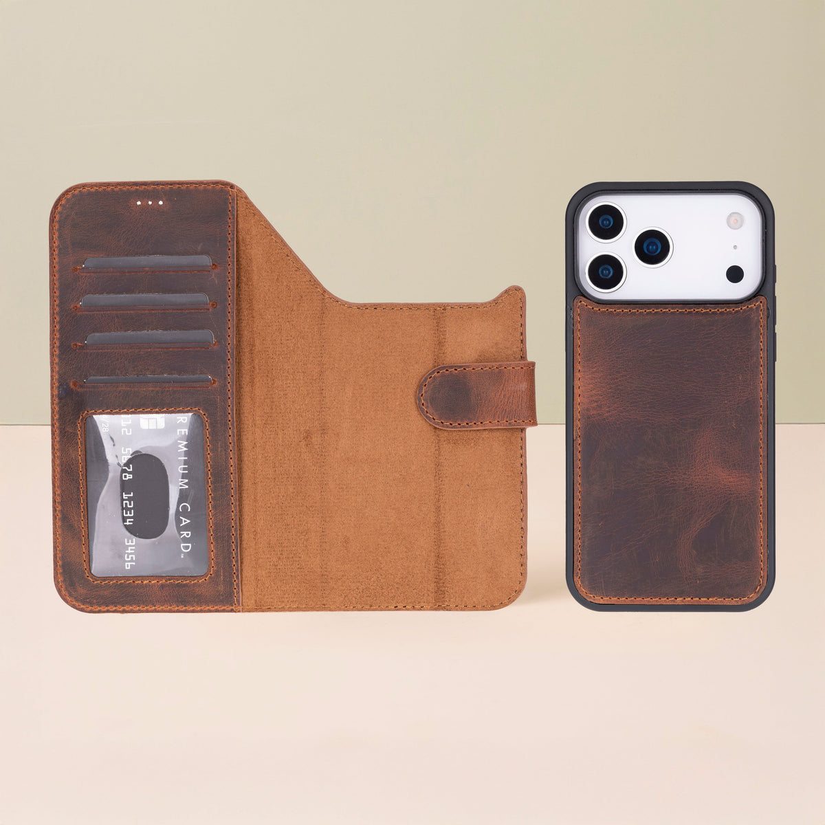 Leather iPhone 18 Pro Max Wallet Case – Brown - Austin