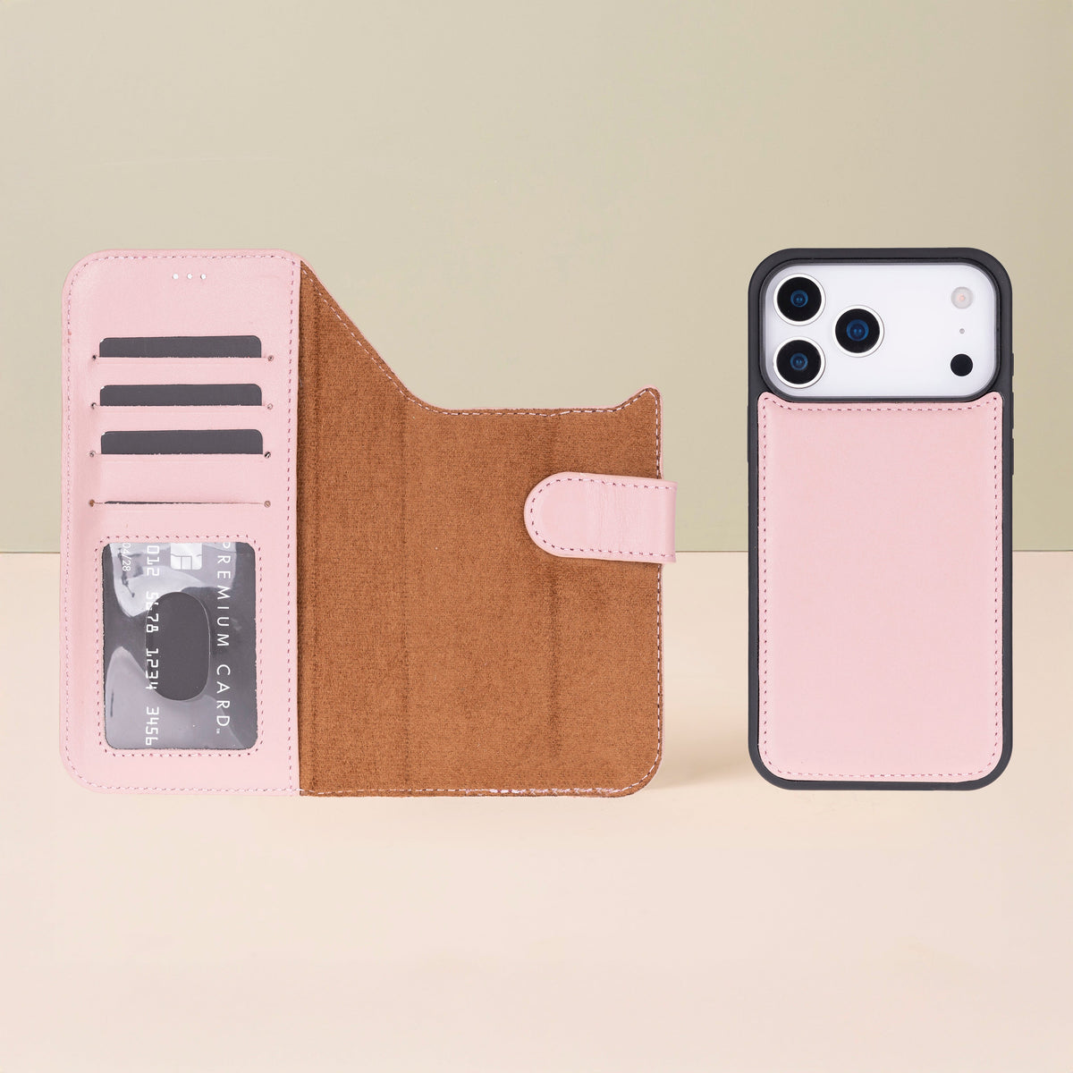 Leather iPhone 18 Pro Max Wallet Case – Pink - Austin
