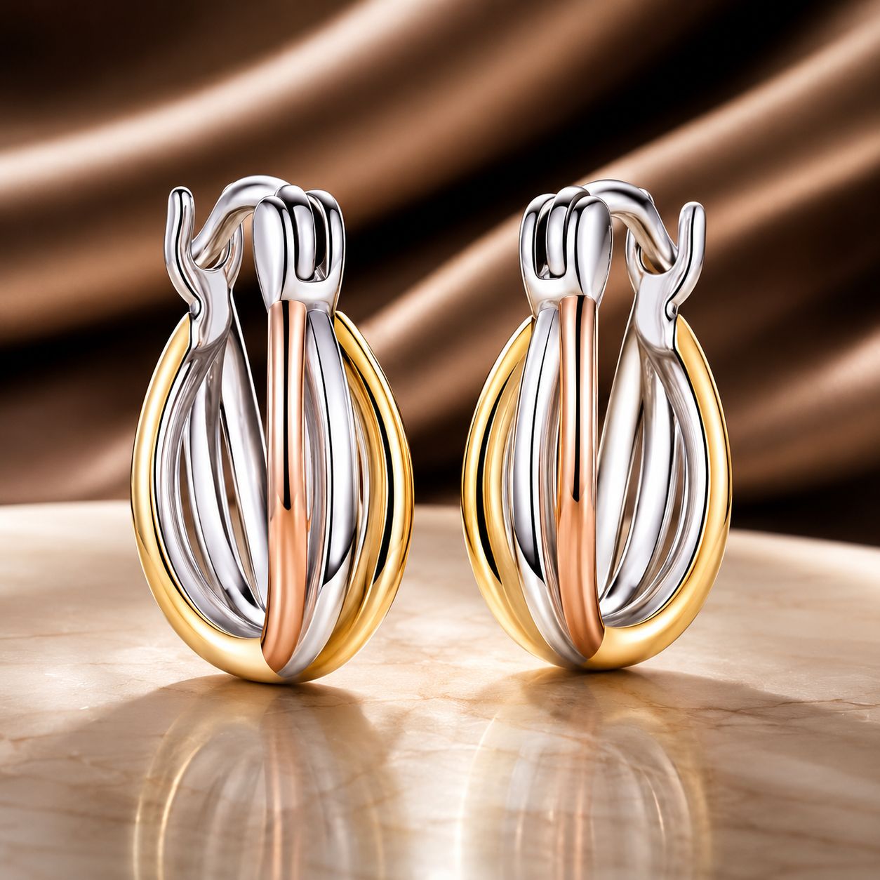 S925 Sterling Silver Earrings with Platinum, Rose Gold, and Gold Plating for Women