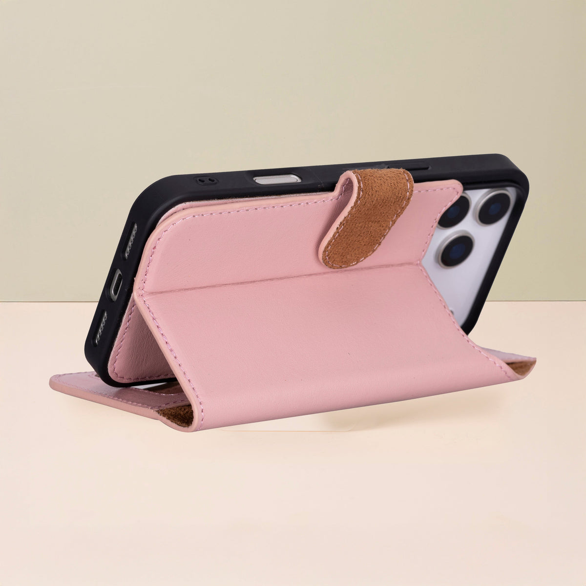 Leather iPhone 18 Pro Max Wallet Case – Pink - Austin