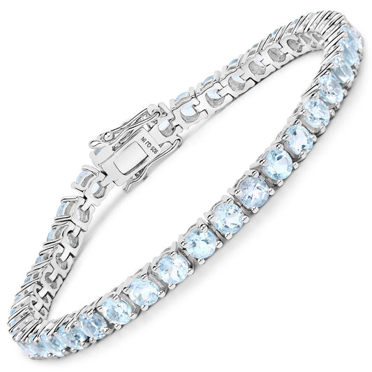 12.48 Carat Genuine Blue Topaz .925 Sterling Silver Bracelet