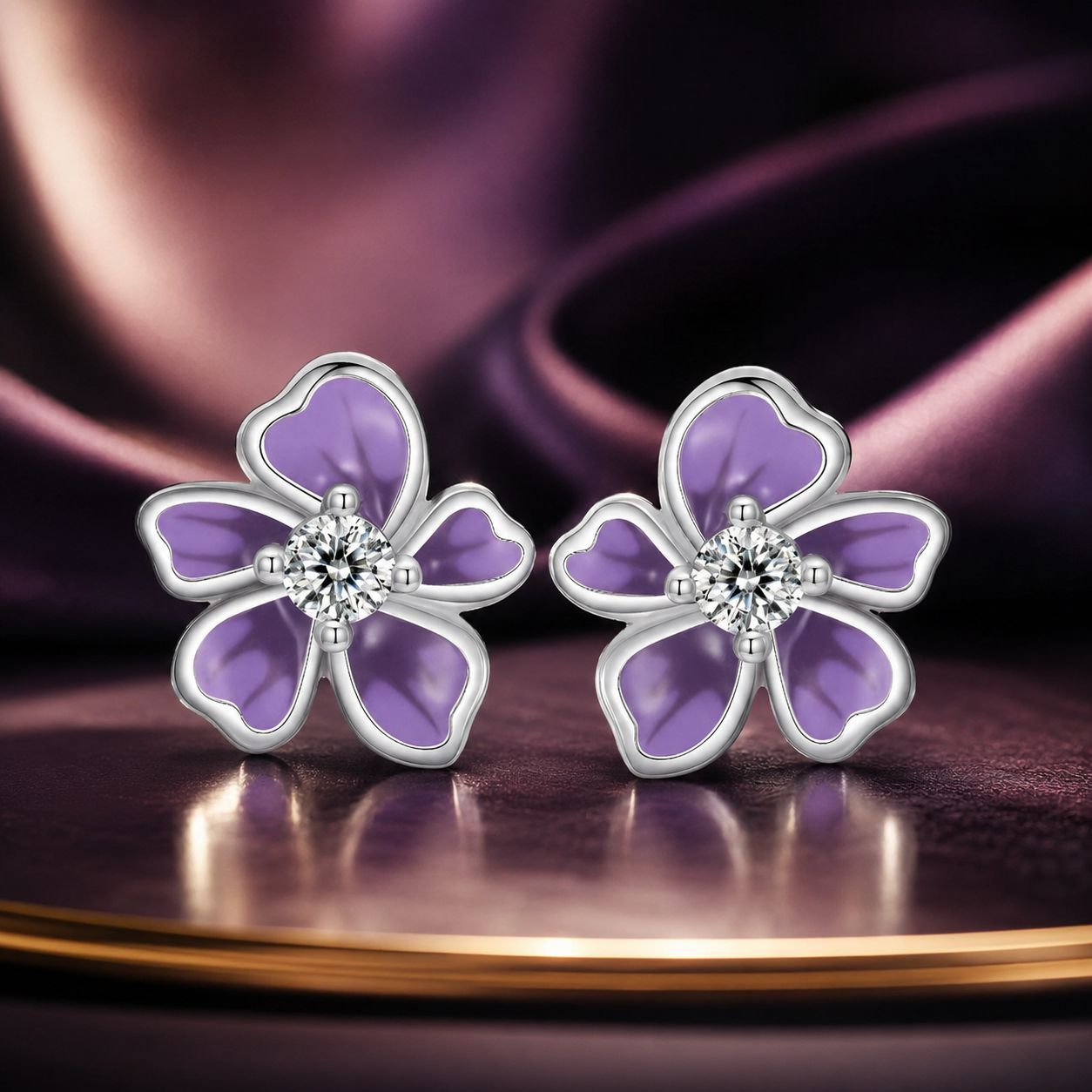 S925 Sterling Silver Plated Platinum Enamel Earrings for Women