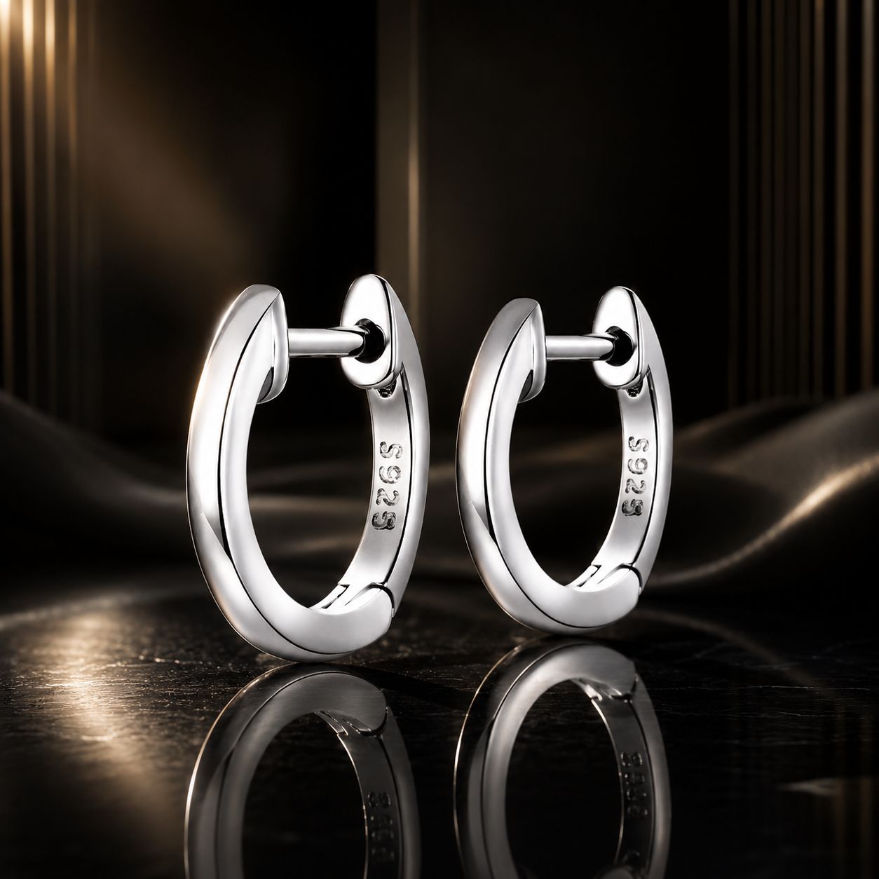 925 Sterling Silver Plated Black Gold Earrings for Women