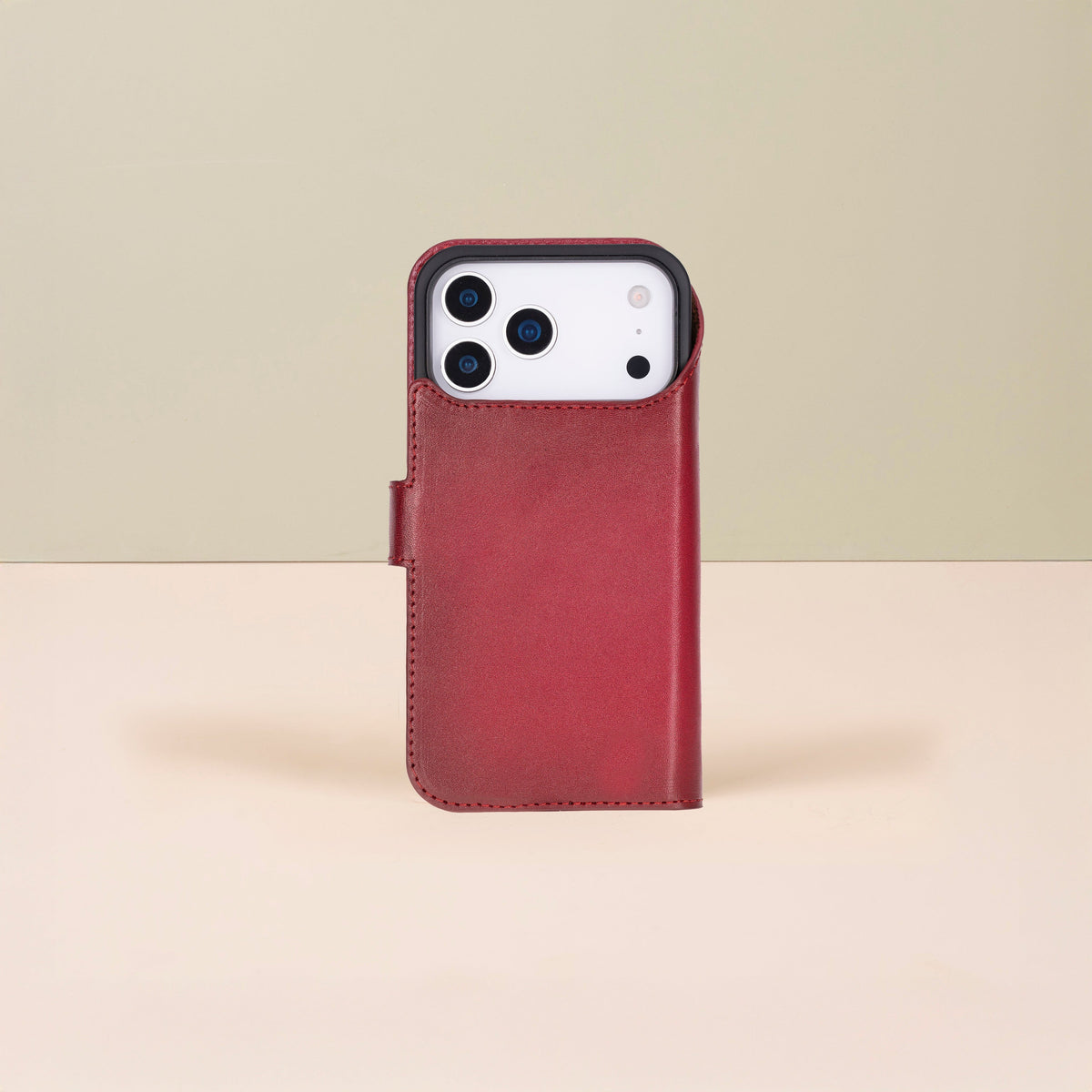 Leather iPhone 18 Pro Max Wallet Case – Red - Austin