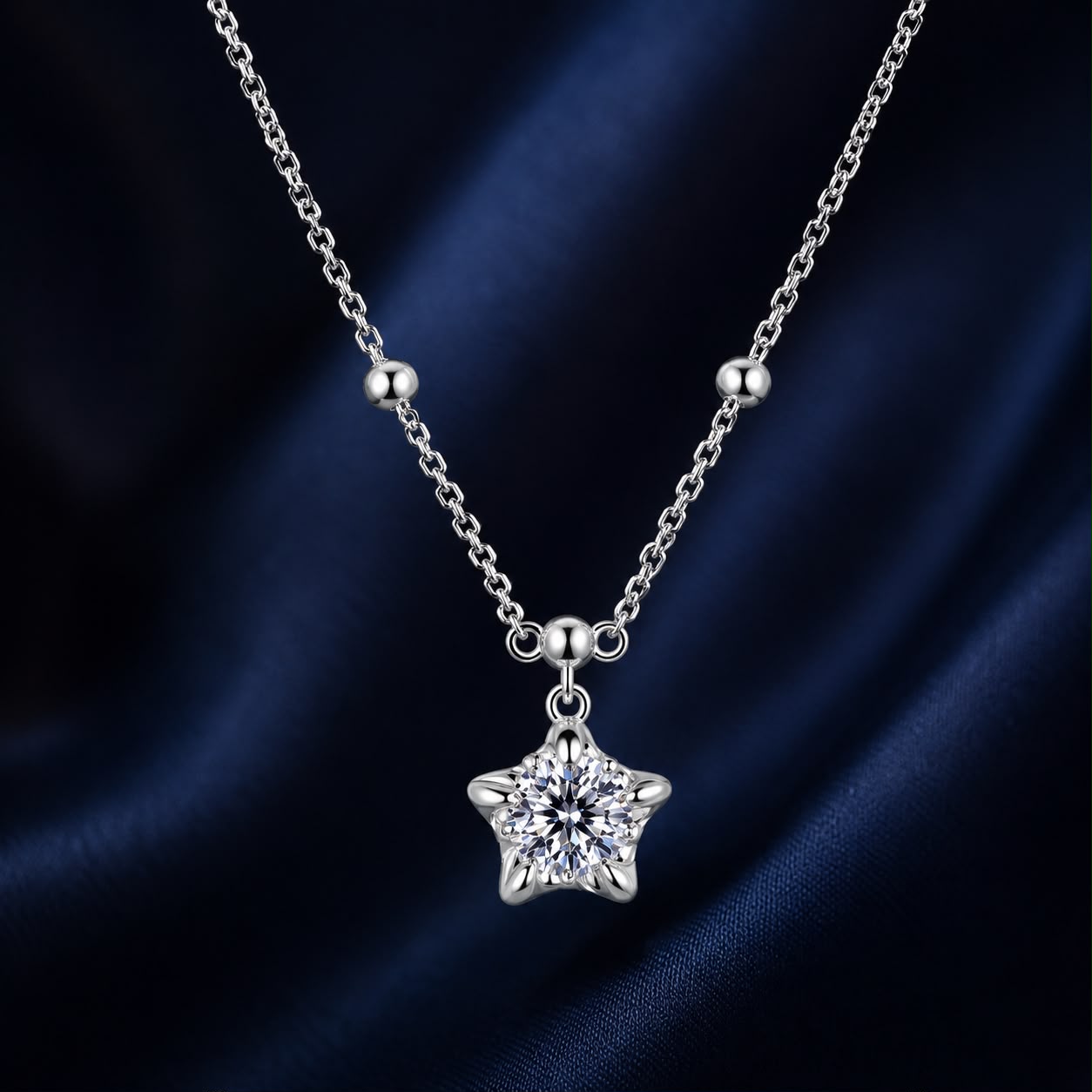 925 Sterling Silver 5mm Moissanite Necklace for Women