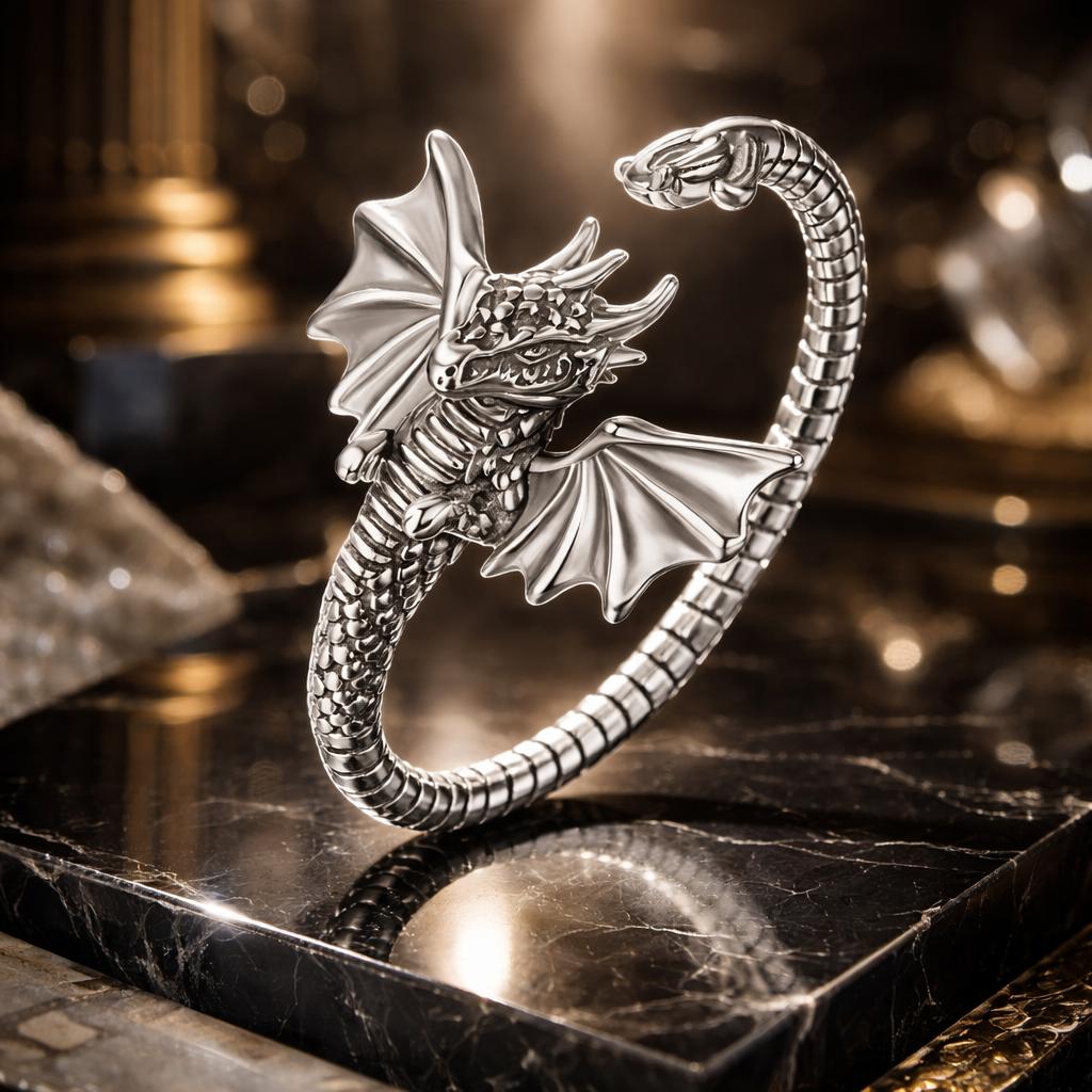 925 Sterling Silver Oxidized Dragon Ring