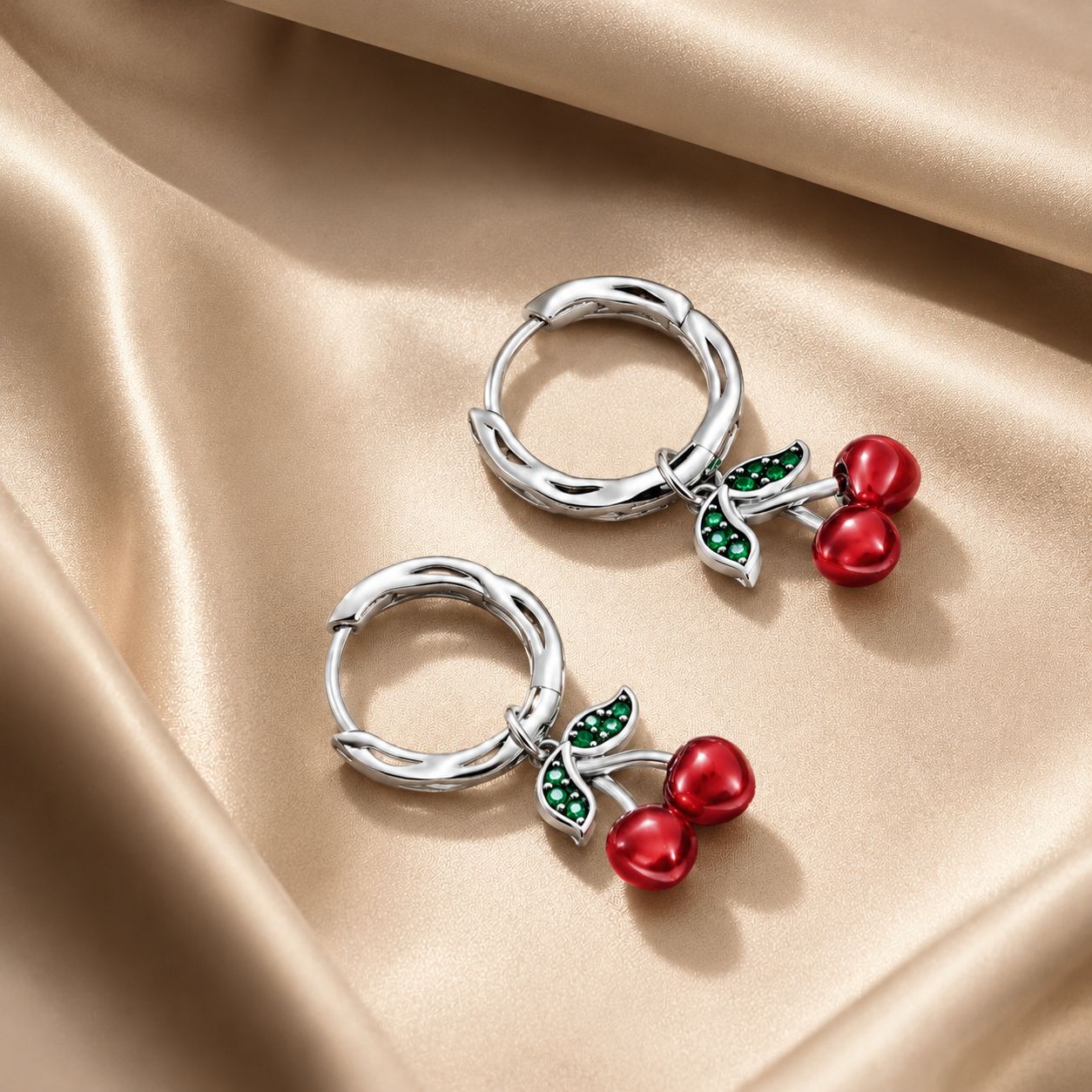S925 Sterling Silver Oxidized CZ Enamel Earrings for Women