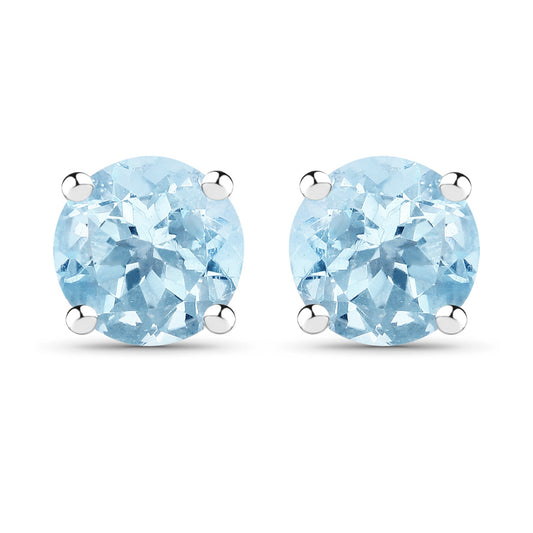 2.10 Carat Genuine Blue Topaz .925 Sterling Silver Earrings