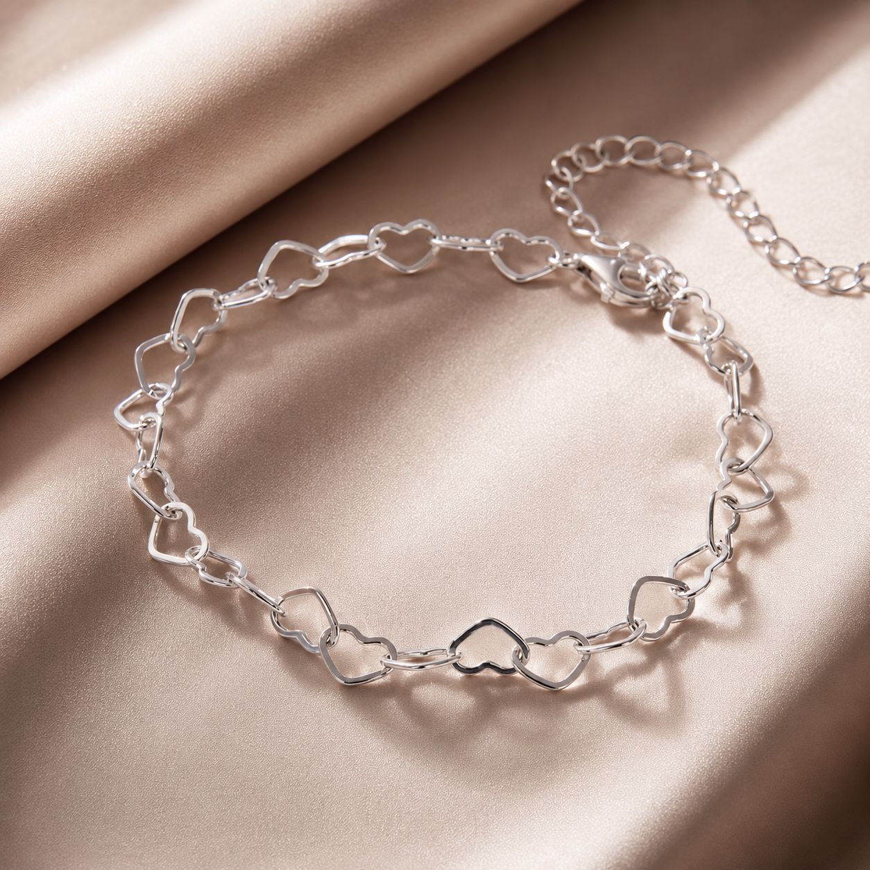 925 Sterling Silver Plated White Gold Adjustable Bracelet for Women