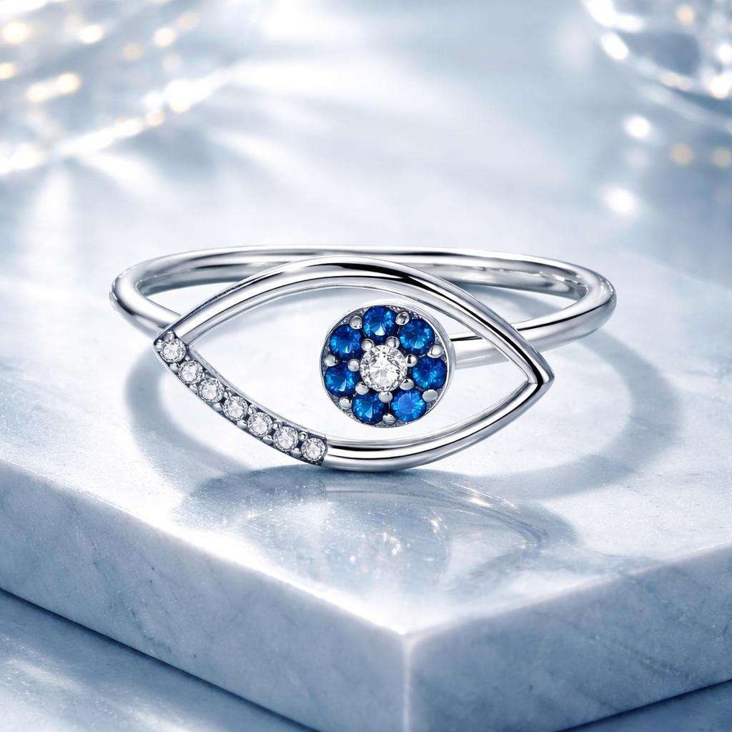 925 Sterling Silver Oxidized Ring with Pavé Setting CZ, 0.9*1.6 cm for Women