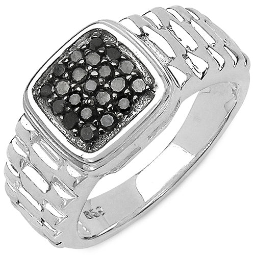 0.22 Carat Genuine Black Diamond .925 Sterling Silver Ring