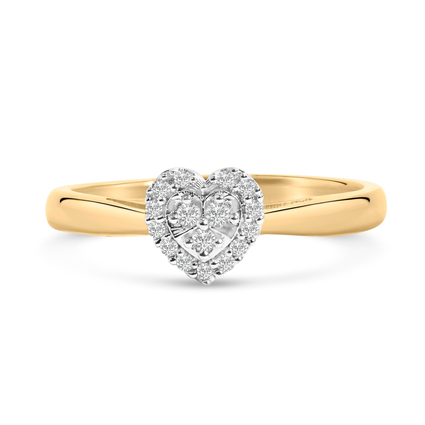 14K Yellow Gold Plated .925 Sterling Silver 1/10 Cttw Round-Cut Diamond Heart Engagement Ring (I-J Color, I3 Clarity) - Size 7