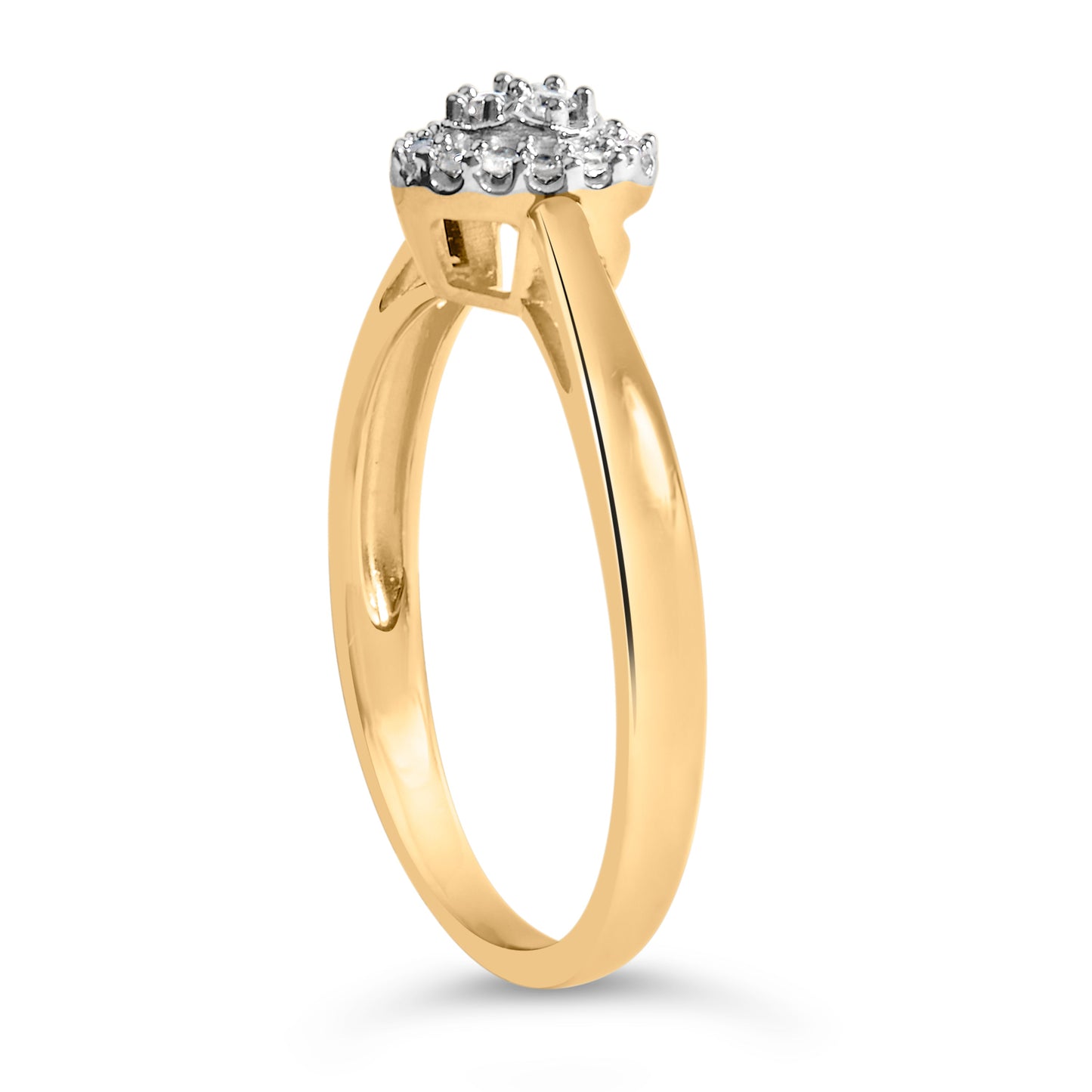 14K Yellow Gold Plated .925 Sterling Silver 1/10 Cttw Round-Cut Diamond Heart Engagement Ring (I-J Color, I3 Clarity) - Size 7