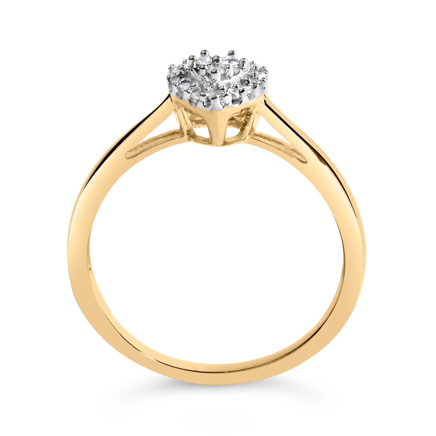 14K Yellow Gold Plated .925 Sterling Silver 1/10 Cttw Round-Cut Diamond Heart Engagement Ring (I-J Color, I3 Clarity) - Size 7