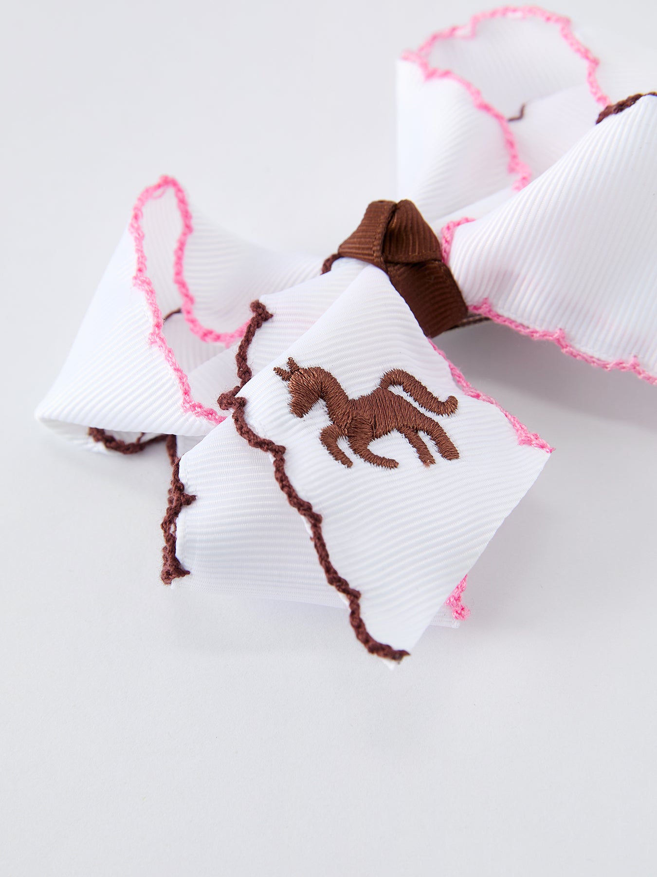 Western Horse Embroidery Ruffle Edge Girls Hairpin 4 Inch