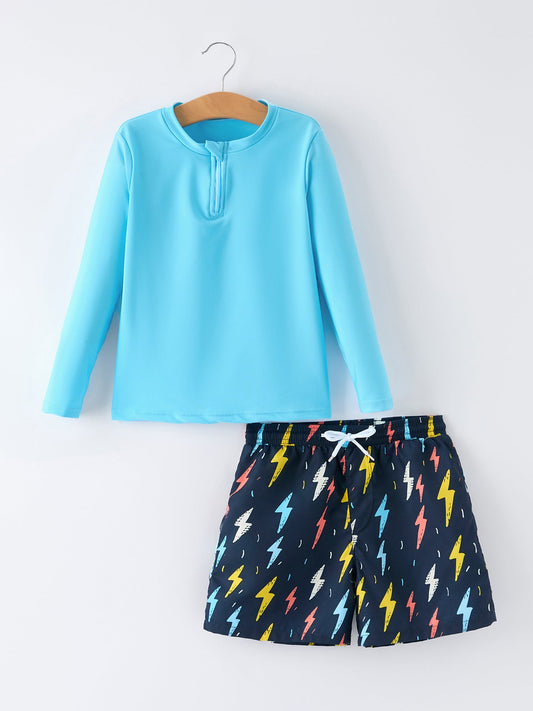 Lightning Boys Two Piece Swimsuit Long Sleeve