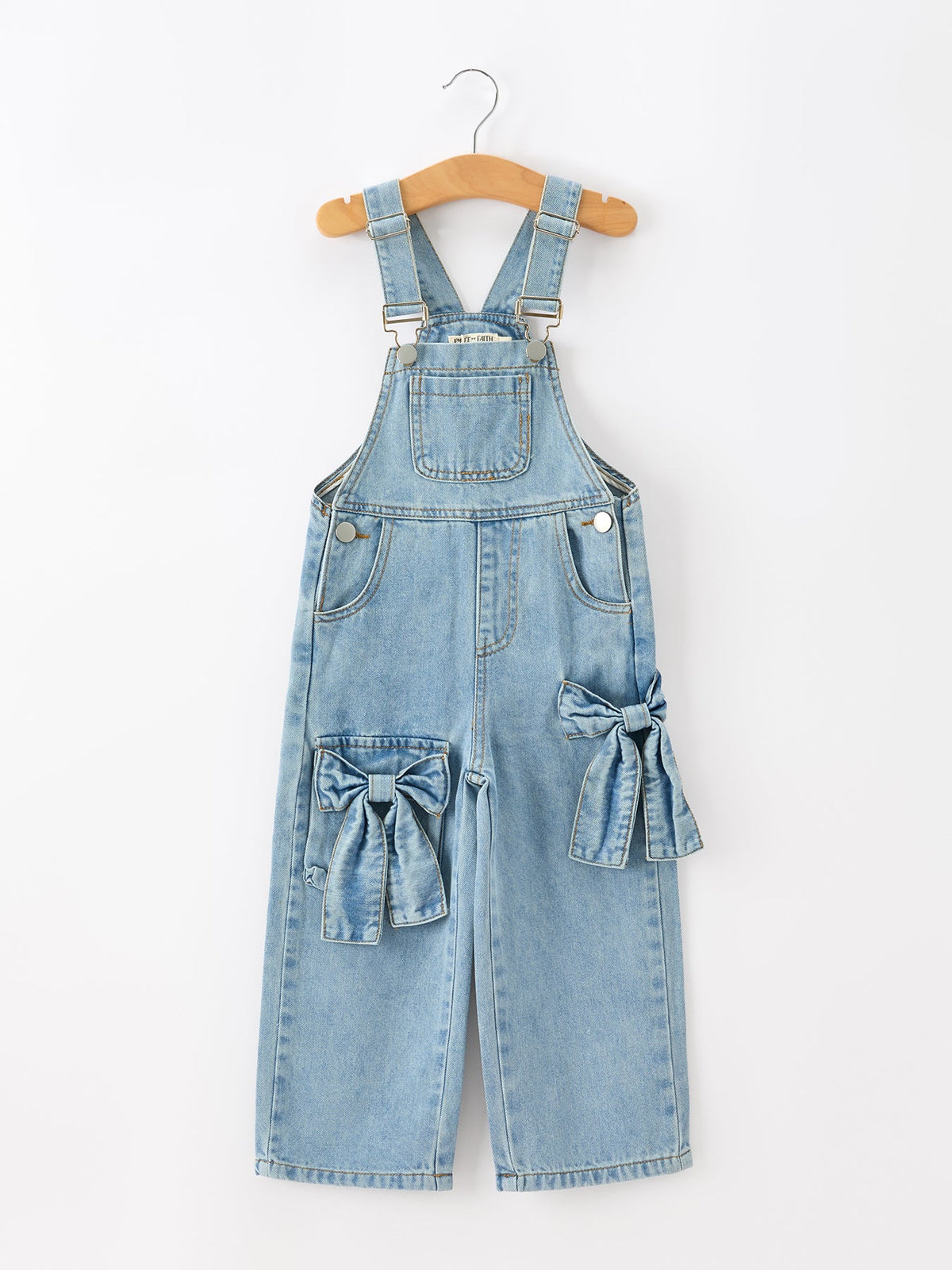 Bow Denim Girl Overalls Wide Leg Jumpsuit