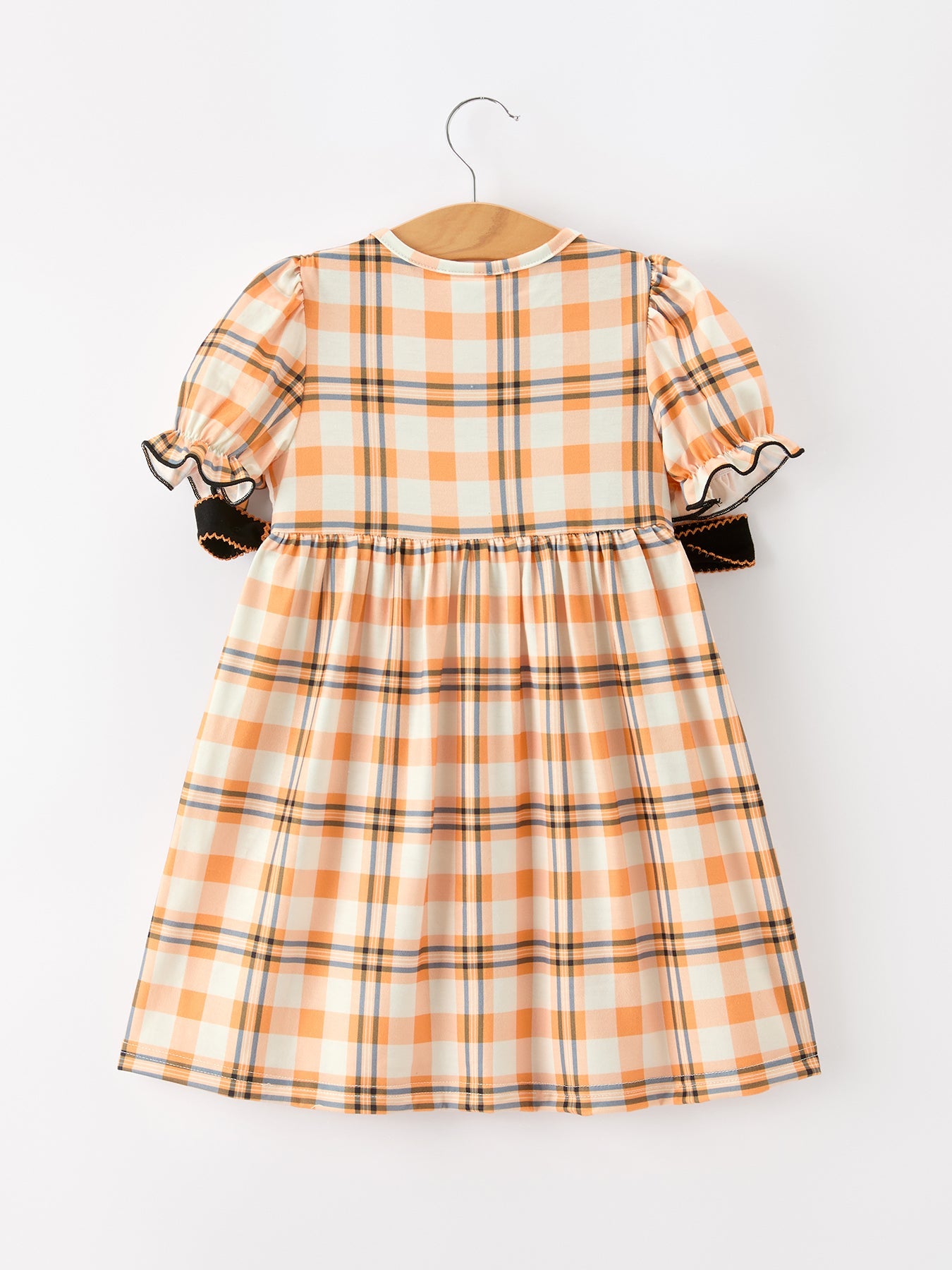 Halloween Plaid Smocked Girls Dress