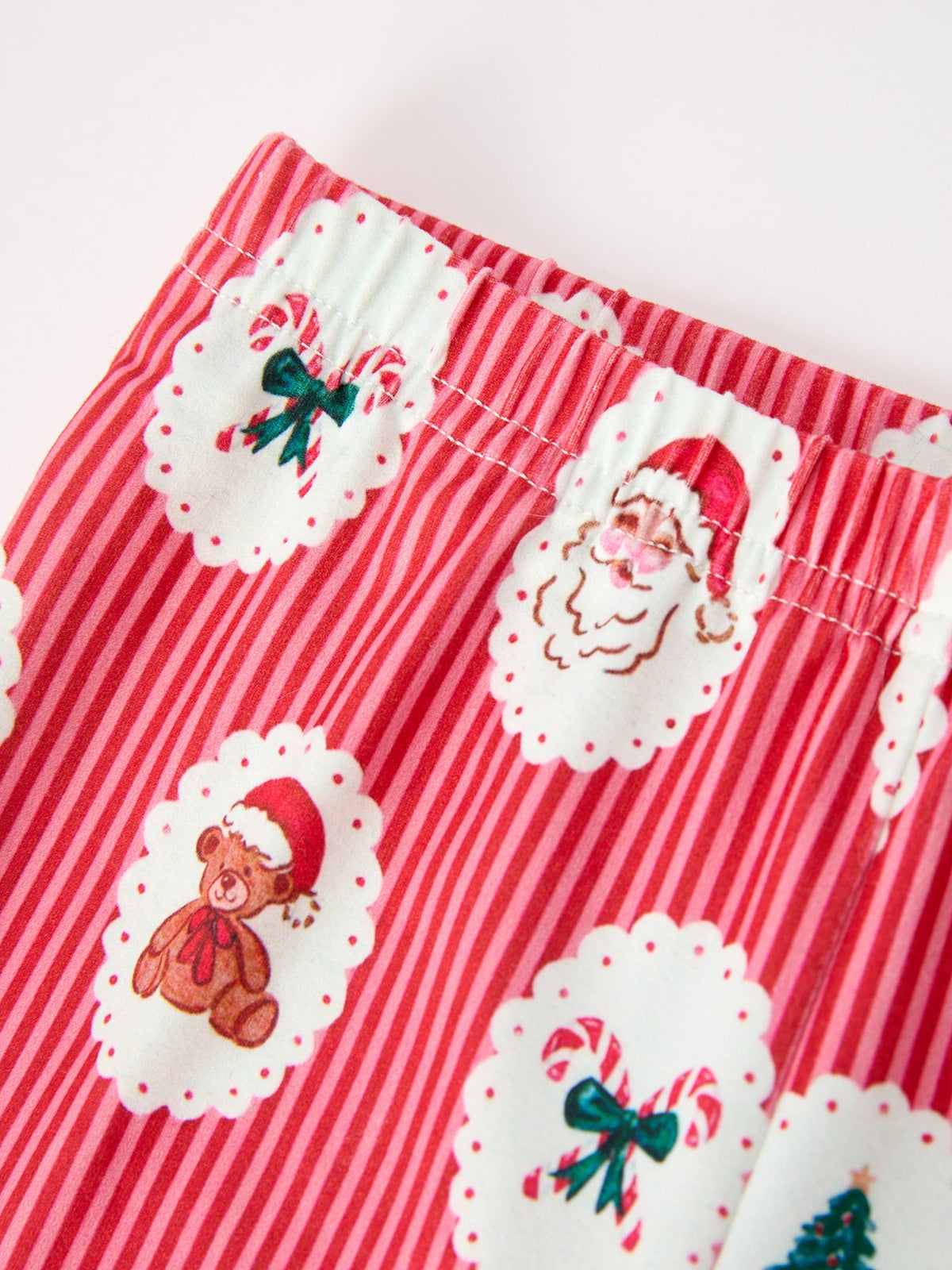 Mommy and Me Christmas Santa Print Pajama Set with Fur Trim