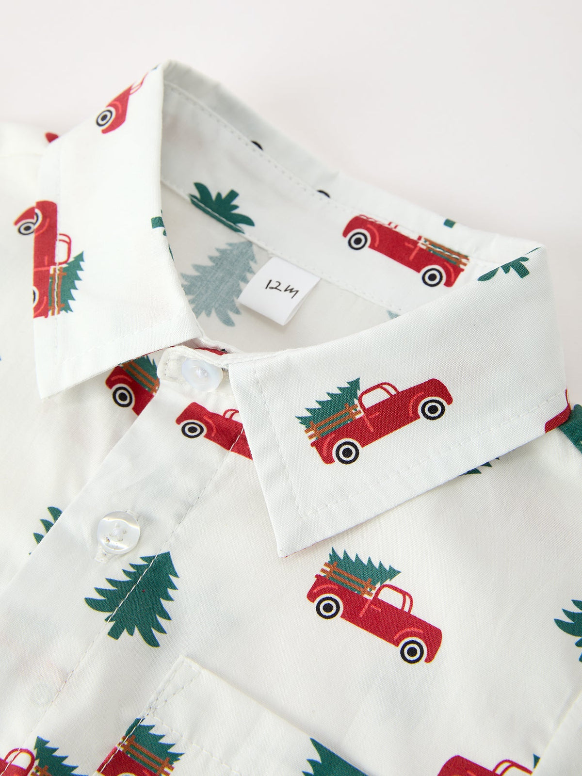 Christmas Baby Boys Christmas Tree Truck Print Long Sleeve Shirt Romper