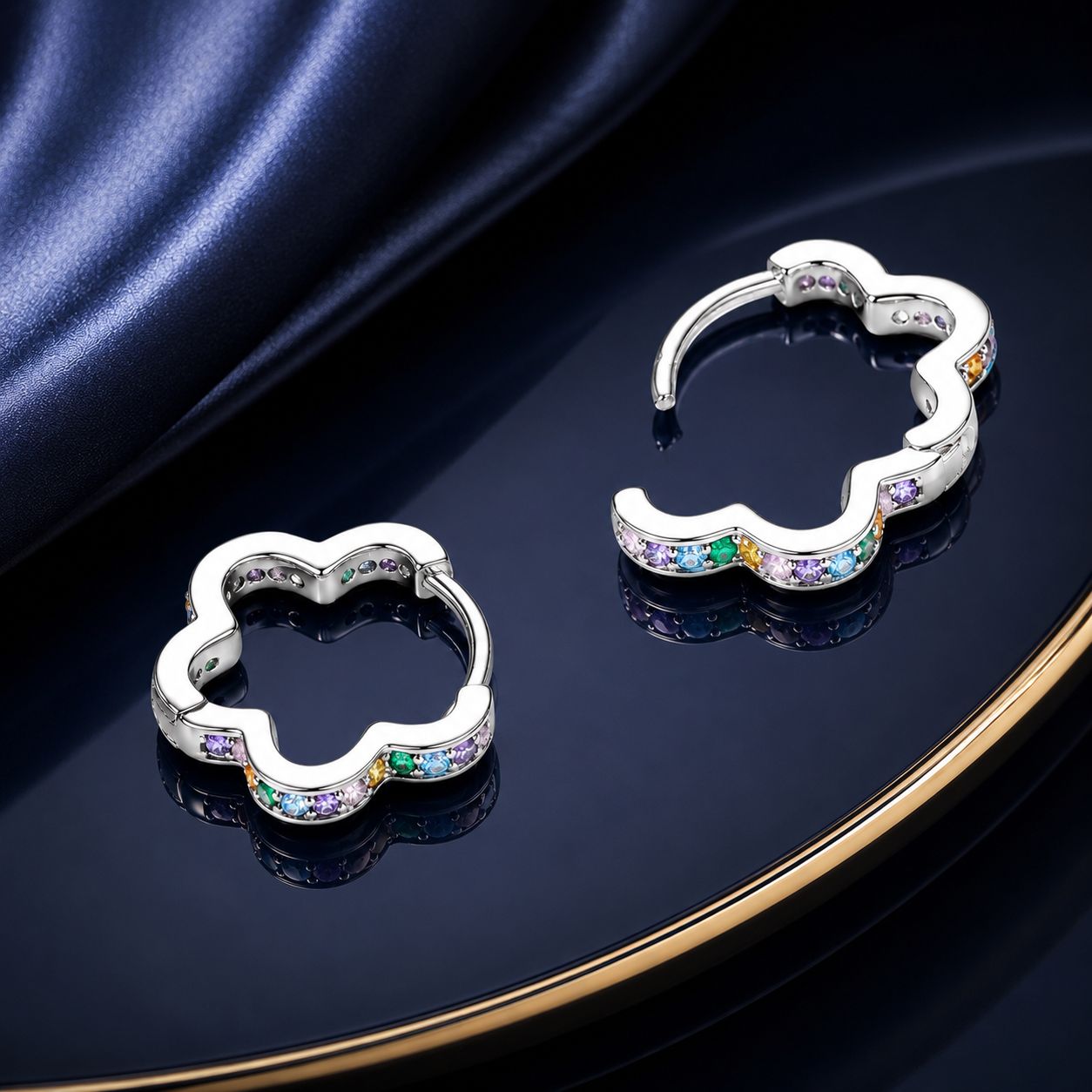 925 Sterling Silver Earrings with Pavé Setting CZ and Platinum Plating for Women