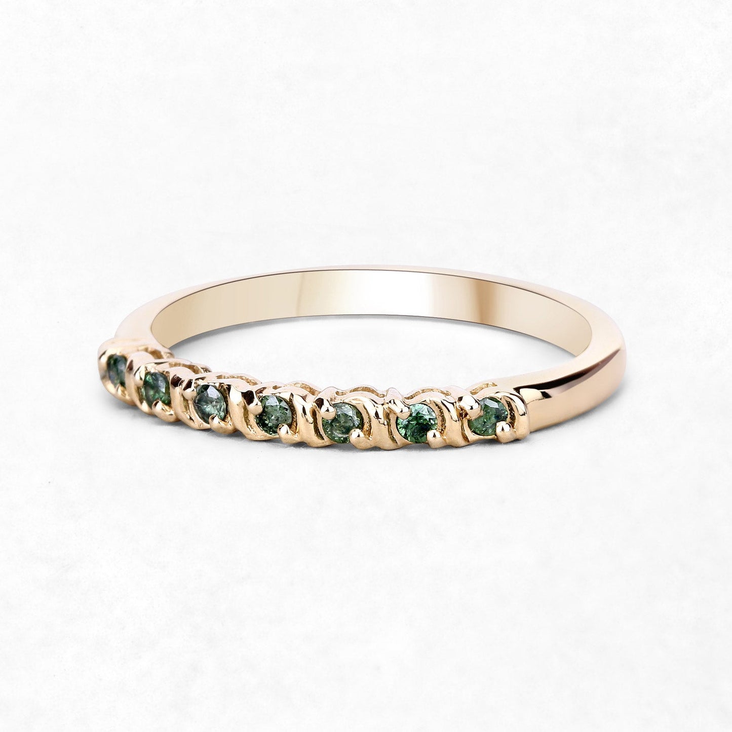 0.16 Carat Genuine Green Diamond 14K Yellow Gold Ring (I1-I2)