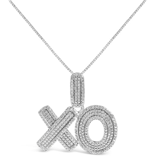 Sterling Silver 1/4 Cttw Diamond PavÃ© XO Pendant Necklace