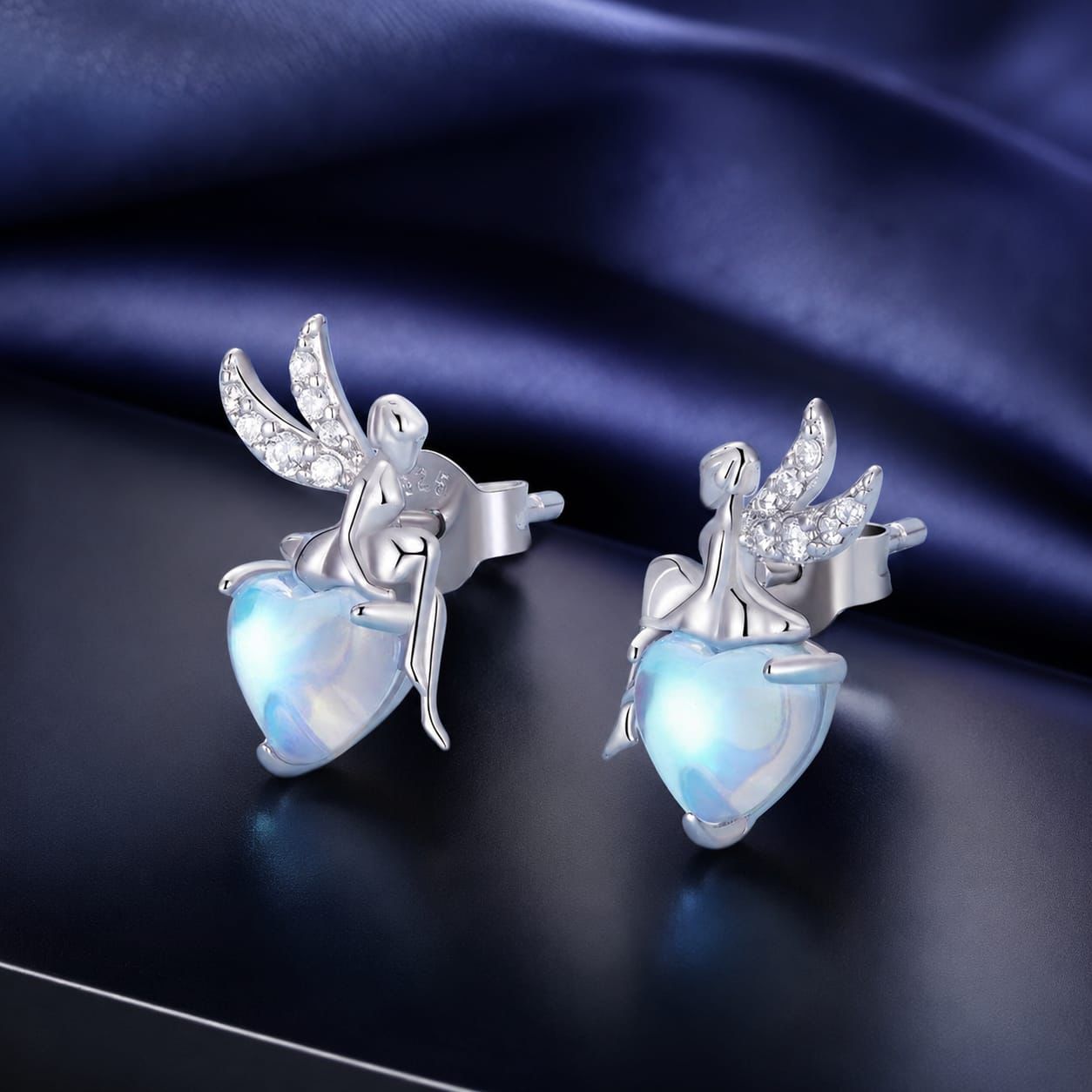 925 Sterling Silver Moonstone CZ Earrings for Women