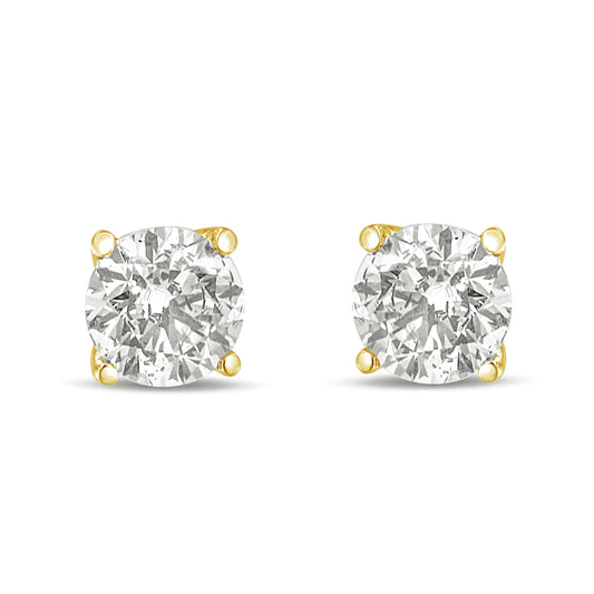 14K Yellow Gold 1.0 Cttw Lab Grown Diamond Solitaire Stud Earrings