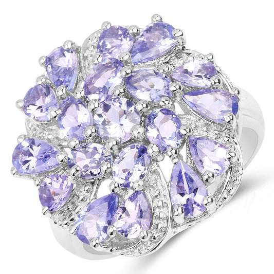 3.35 Carat Genuine Tanzanite .925 Sterling Silver Ring