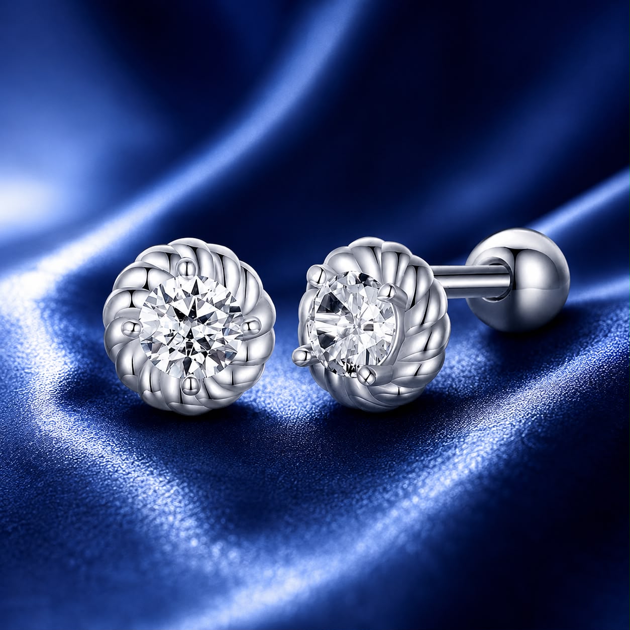 925 Sterling Silver 3mm Moissanite Earrings for Women