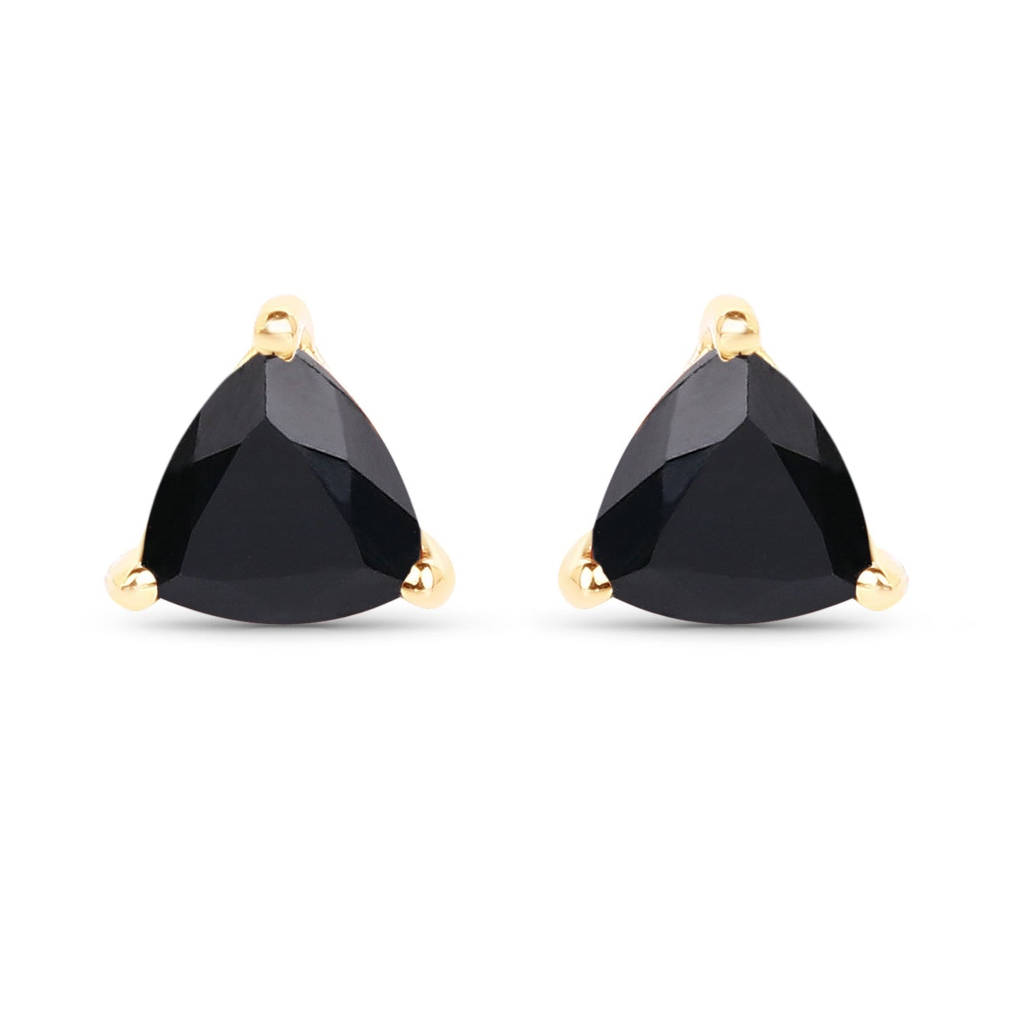 0.70 Carat Genuine Black Sapphire 14K Yellow Gold Earrings
