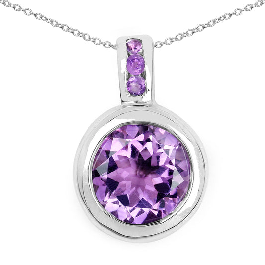 4.09 Carat Genuine Amethyst .925 Sterling Silver Pendant