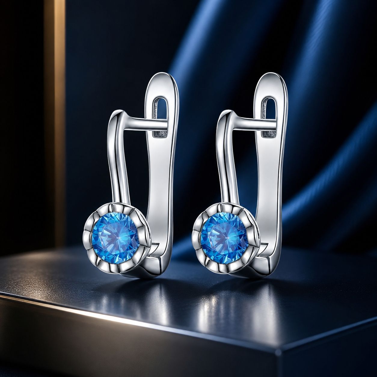 925 Sterling Silver Earrings with Oxidized Finish and Pavé Setting