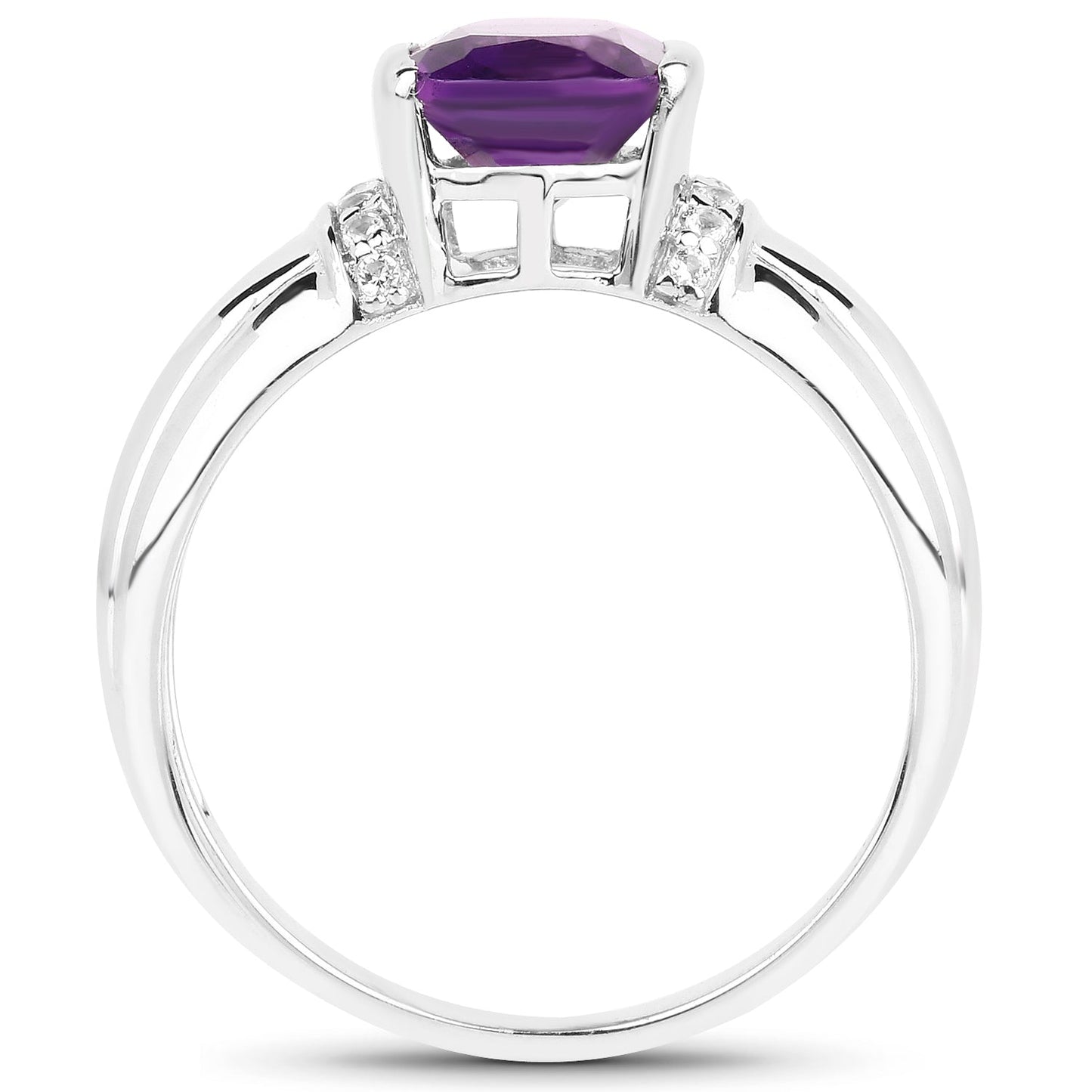 0.96 Carat Genuine Tanzanite and White Topaz .925 Sterling Silver Ring