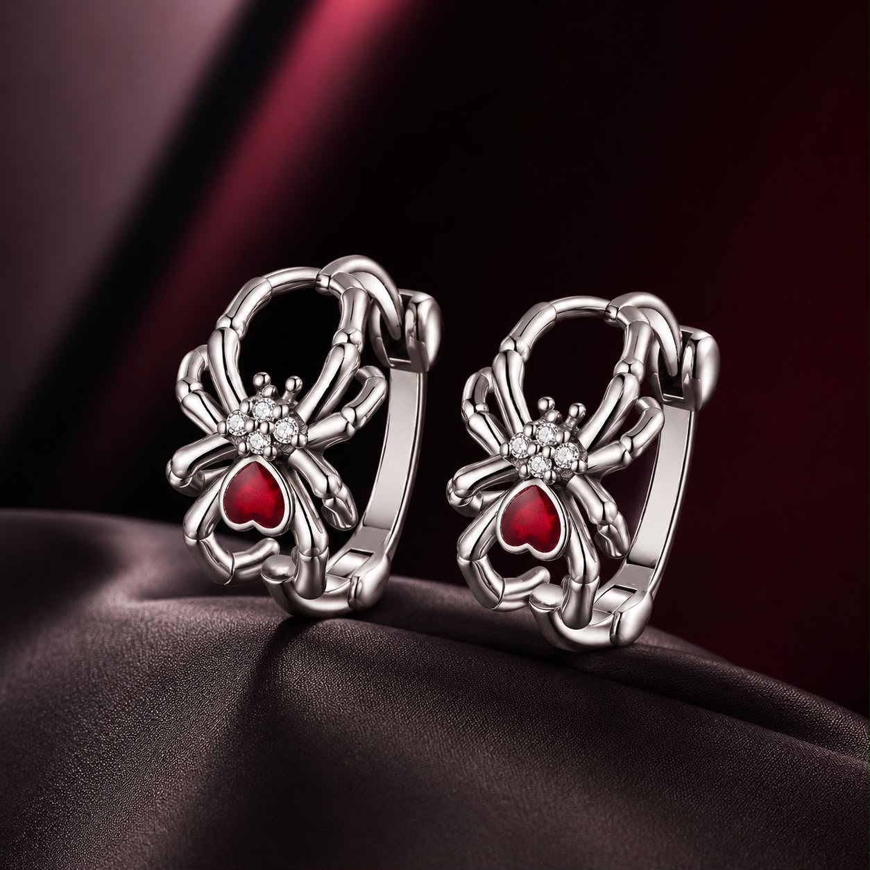 925 Sterling Silver Earrings with Pavé Setting CZ and Enamel Process