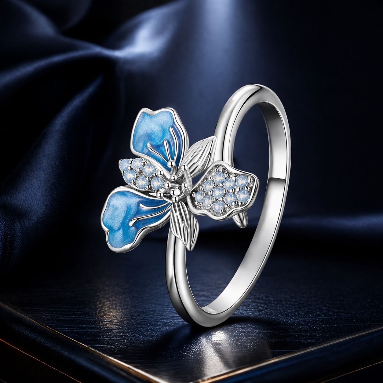 925 Sterling Silver Opal Enamel Ring for Women