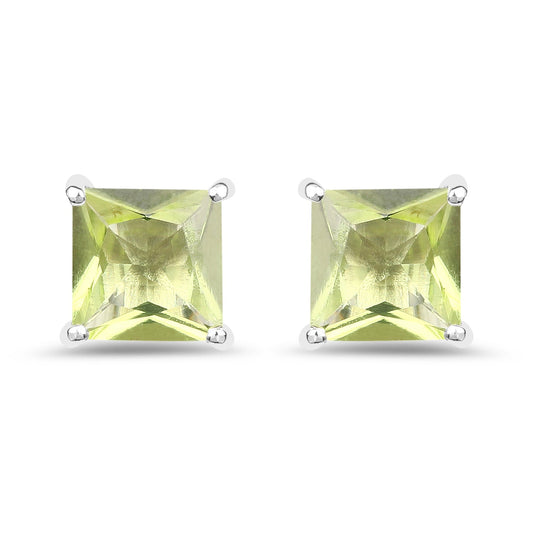 2.00 Carat Genuine Peridot .925 Sterling Silver Earrings