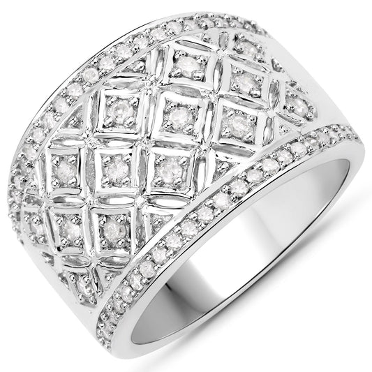 0.52 Carat Genuine White Diamond .925 Sterling Silver Ring
