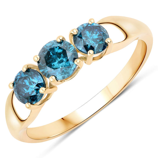 1.03 Carat Genuine Blue Diamond 14K Yellow Gold Ring