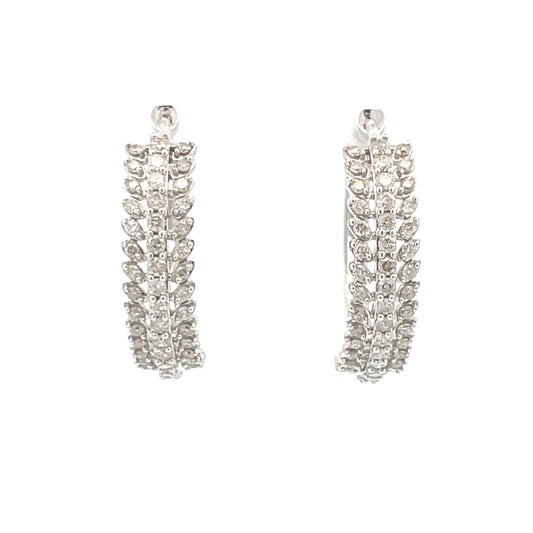 1.02ct Diamond Hoop Earrings 10KT White Gold