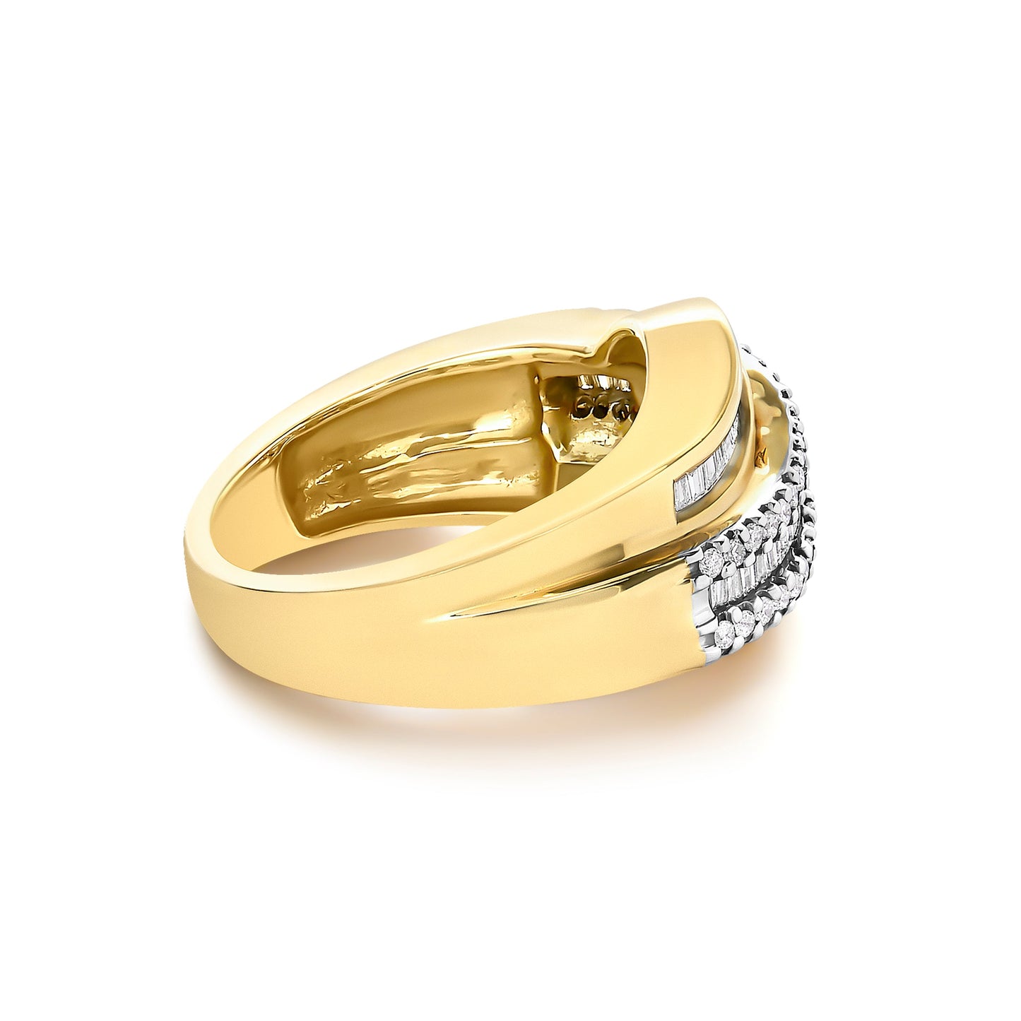 14K Yellow Gold 1.0 Cttw Diamond Wave Design Band Ring