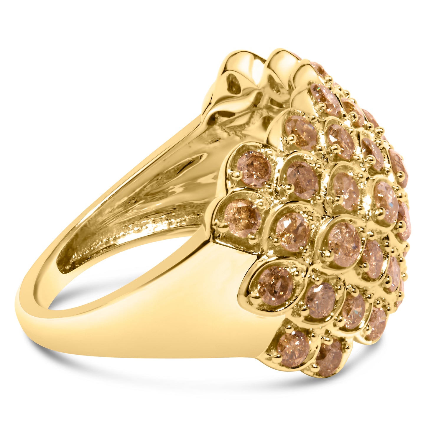 10K Yellow Gold 2.0 Cttw Brown Diamond Teardrop Design Cocktail Ring