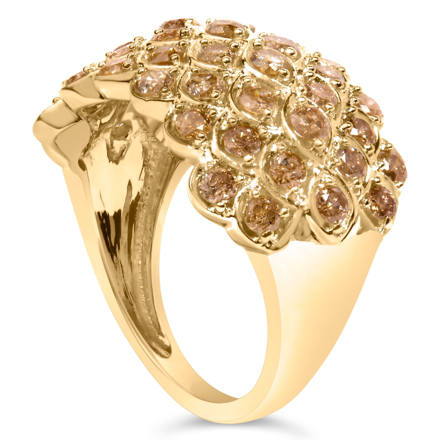 10K Yellow Gold 2.0 Cttw Brown Diamond Teardrop Design Cocktail Ring