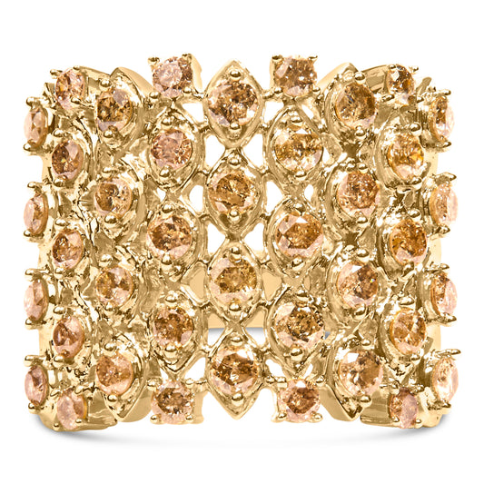 10K Yellow Gold 2.0 Cttw Brown Diamond Mesh Link Cocktail Ring