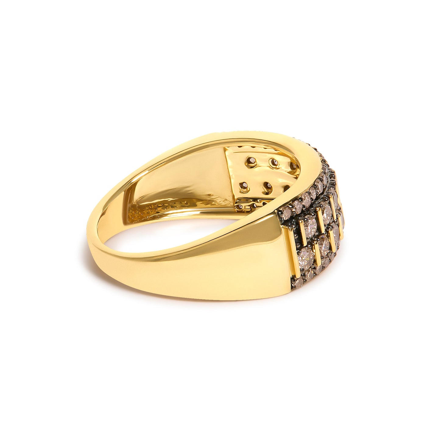 10K Yellow Gold Plated .925 Sterling Silver 3/4 cttw Champagne Diamond Band Ring
