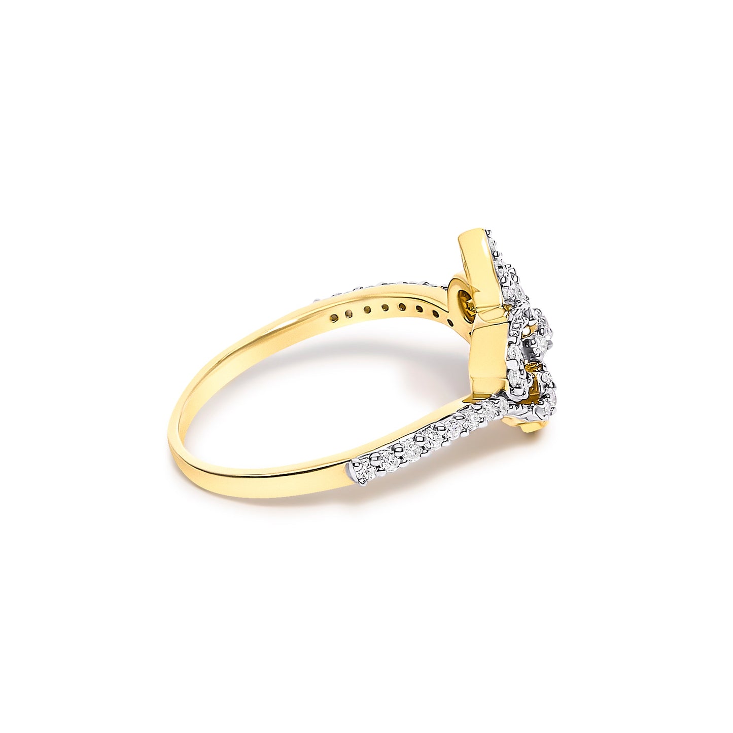14K Yellow Gold Plated .925 Sterling Silver 1/4 Cttw Diamond Fleur-de-Lis Ring